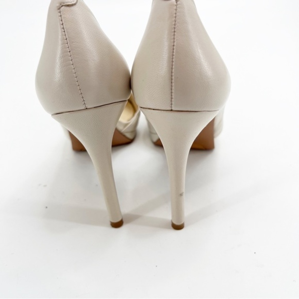 Nine West Cream Leather D’Orsay Jeweled Peep Heels, Size 8.5M - Picture 5 of 10